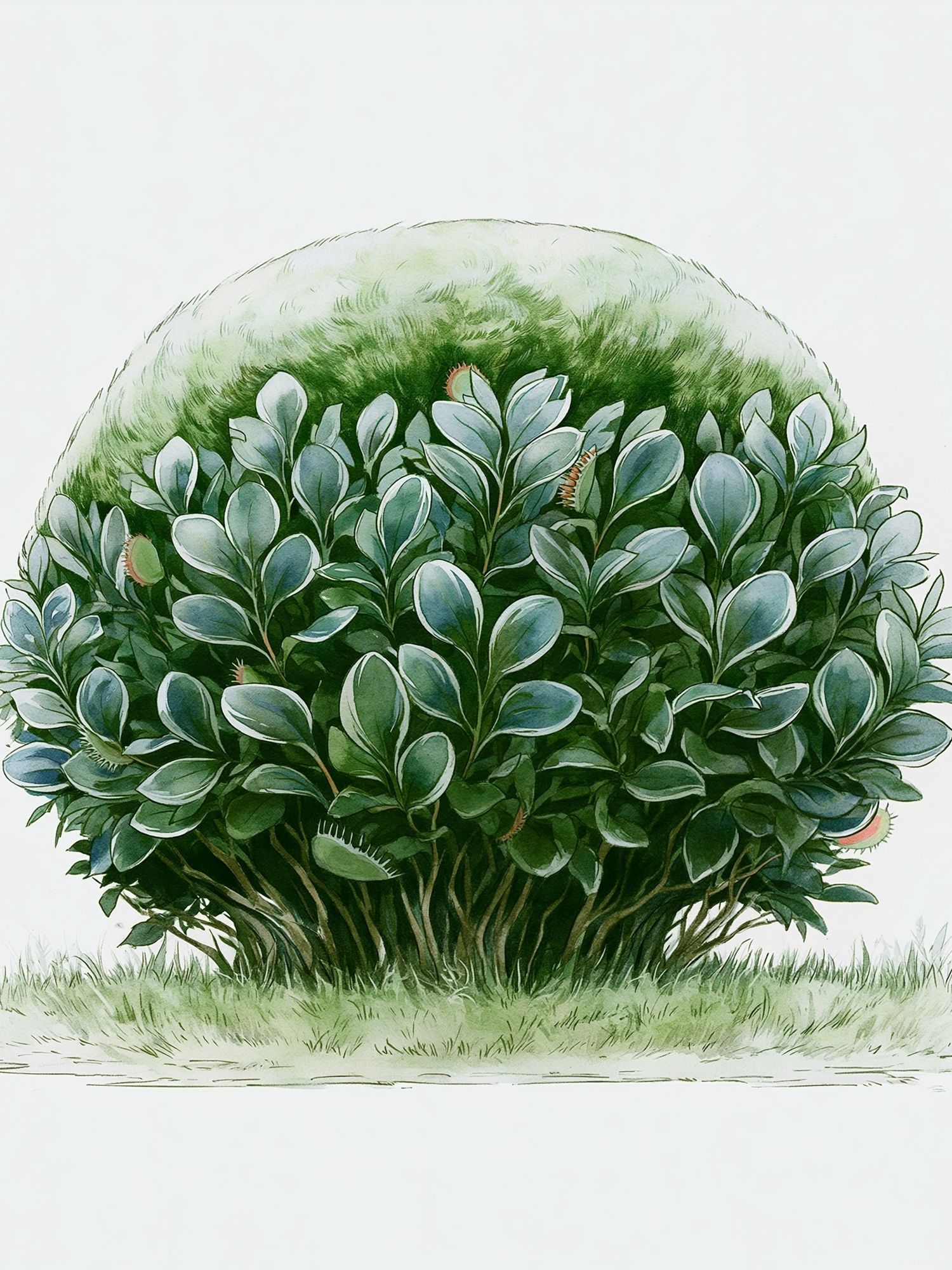 Lush Green Shrub Botanical Print. poster — botanical art