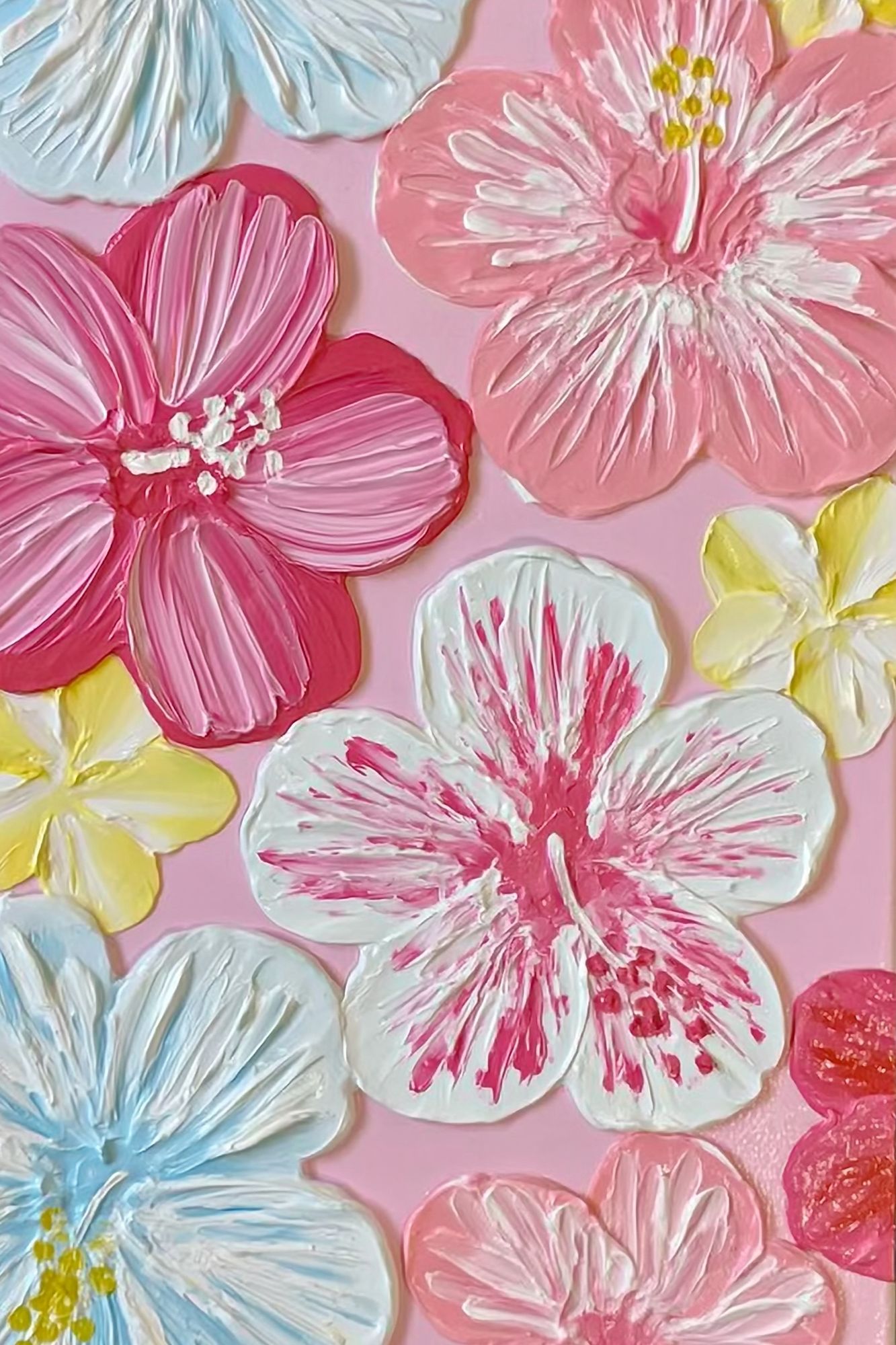 Pastel Hibiscus Floral Print. poster detail