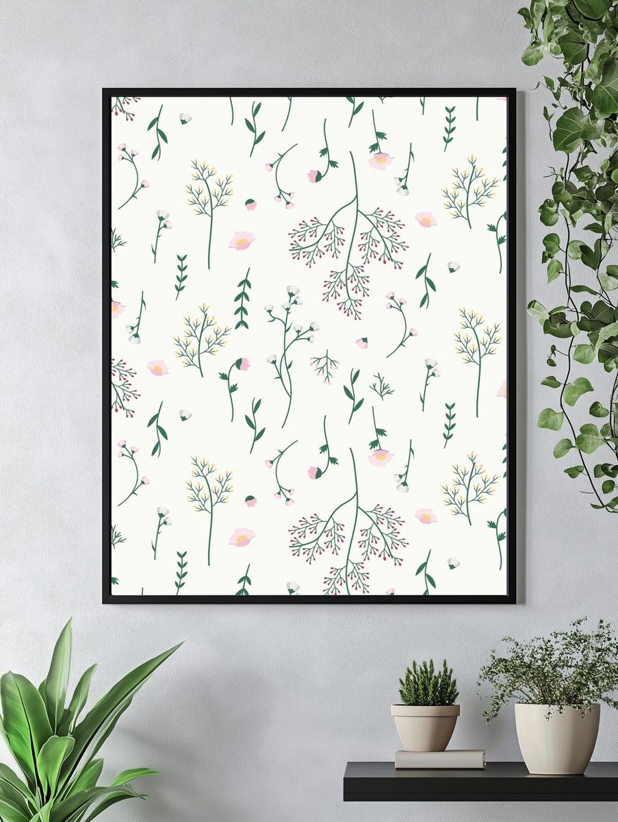 Butterfly on Coneflower Illustration Poster. — room view 4
