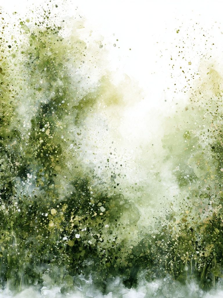 Misty Green Forest Watercolor Print. poster detail