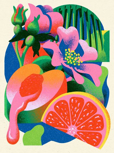 Tropical Floral Collage Print.