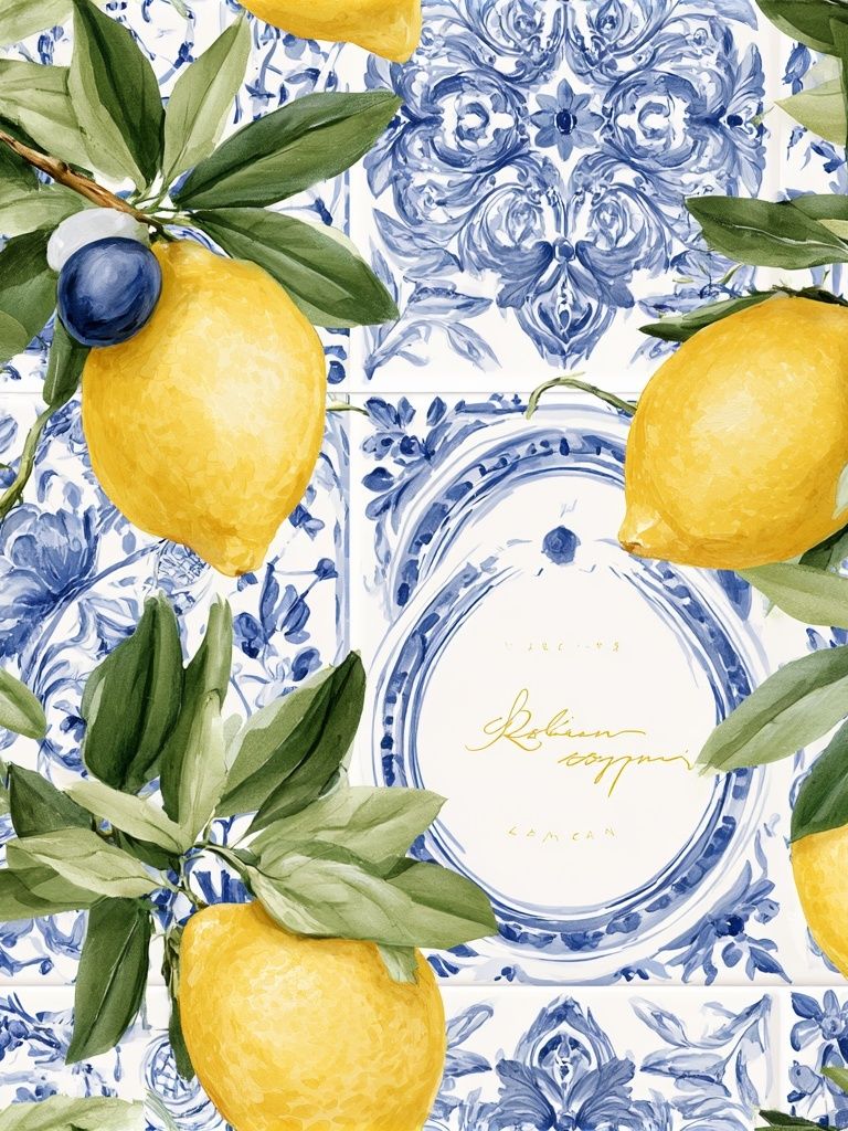 Lemon Tile Botanical Print. poster — botanical art