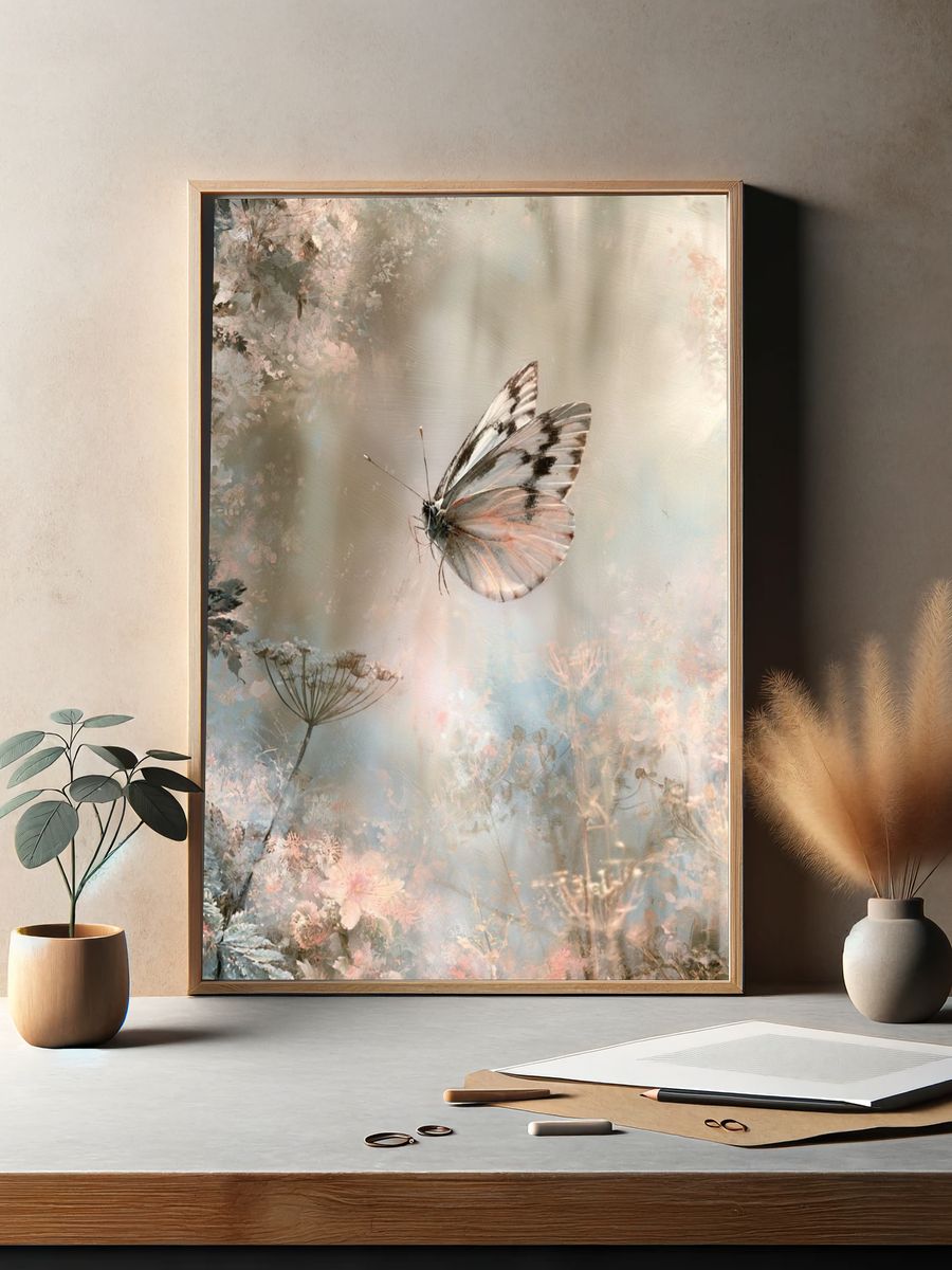 Butterfly Meadow Illustration Poster. — room view 2