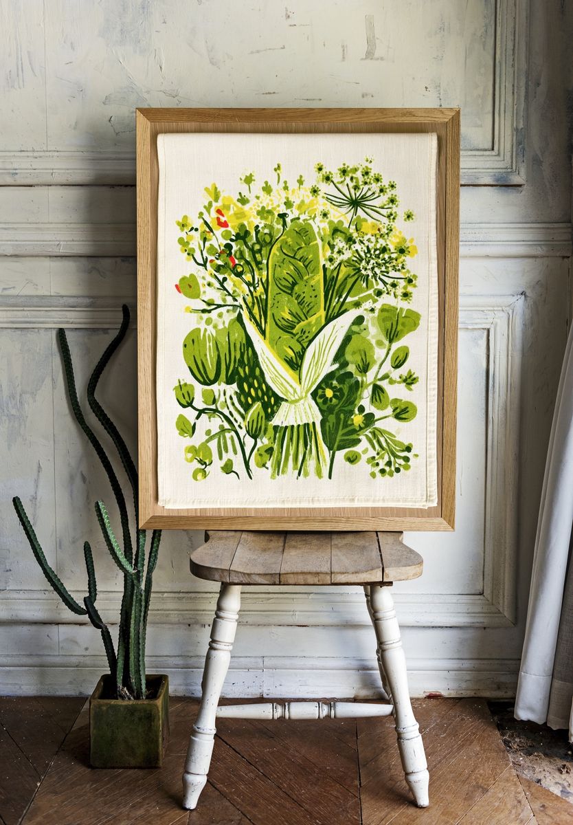 Green Botanical Bouquet Print. room preview