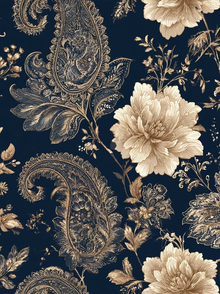 Paisley Floral Vintage Print. poster detail