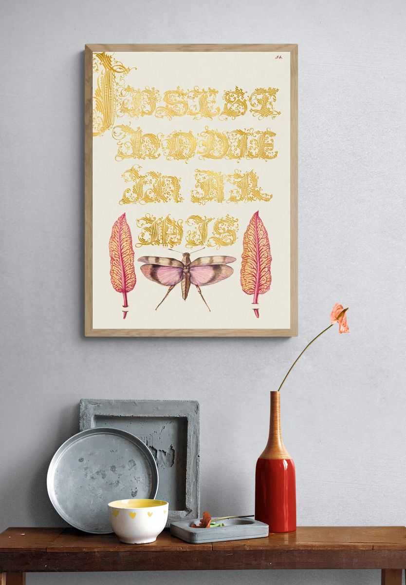 Chard Leaves Red Winged Grasshopper. — room view 3