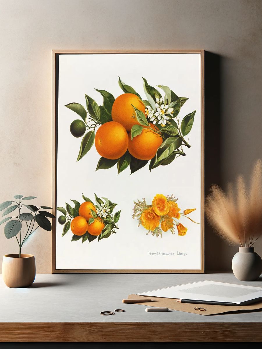 Oranges poppies (1895), vintage fruit. — room view 2