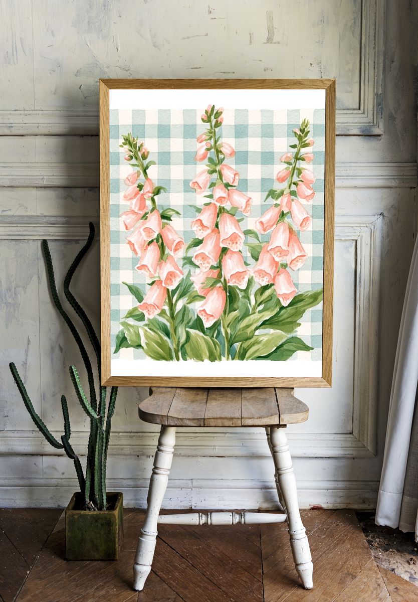 Foxglove Watercolor Botanical Poster. — room view 1