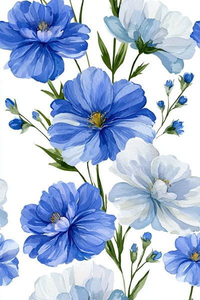 Blue Wildflower Watercolor Poster. poster