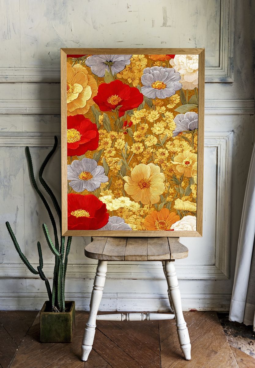 Floral Tapestry Illustration Poster. — room view 1