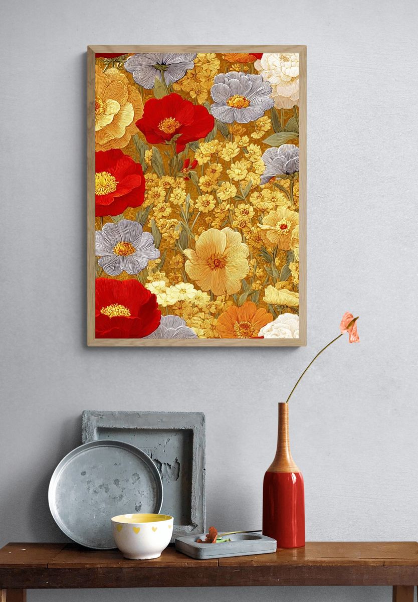 Floral Tapestry Illustration Poster. — room view 3