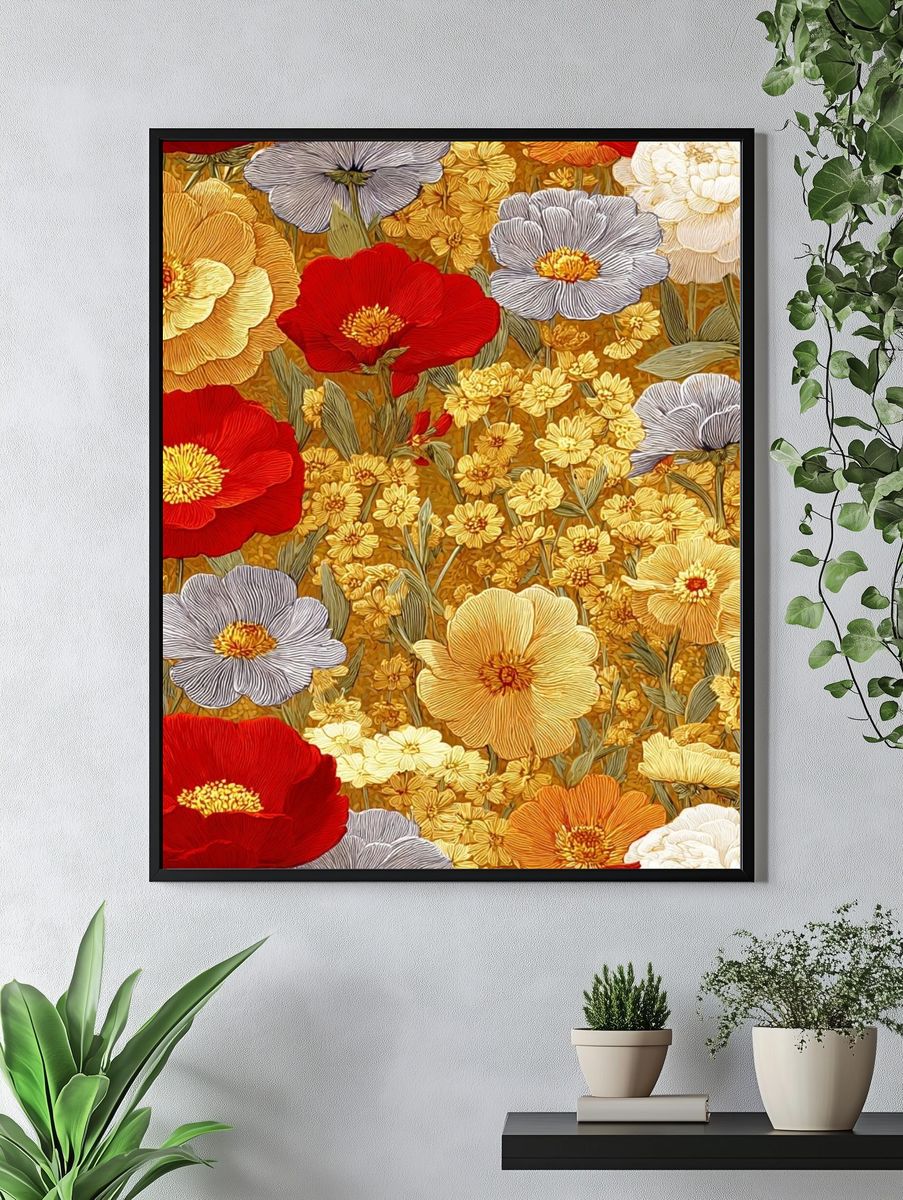Floral Tapestry Illustration Poster. — room view 4