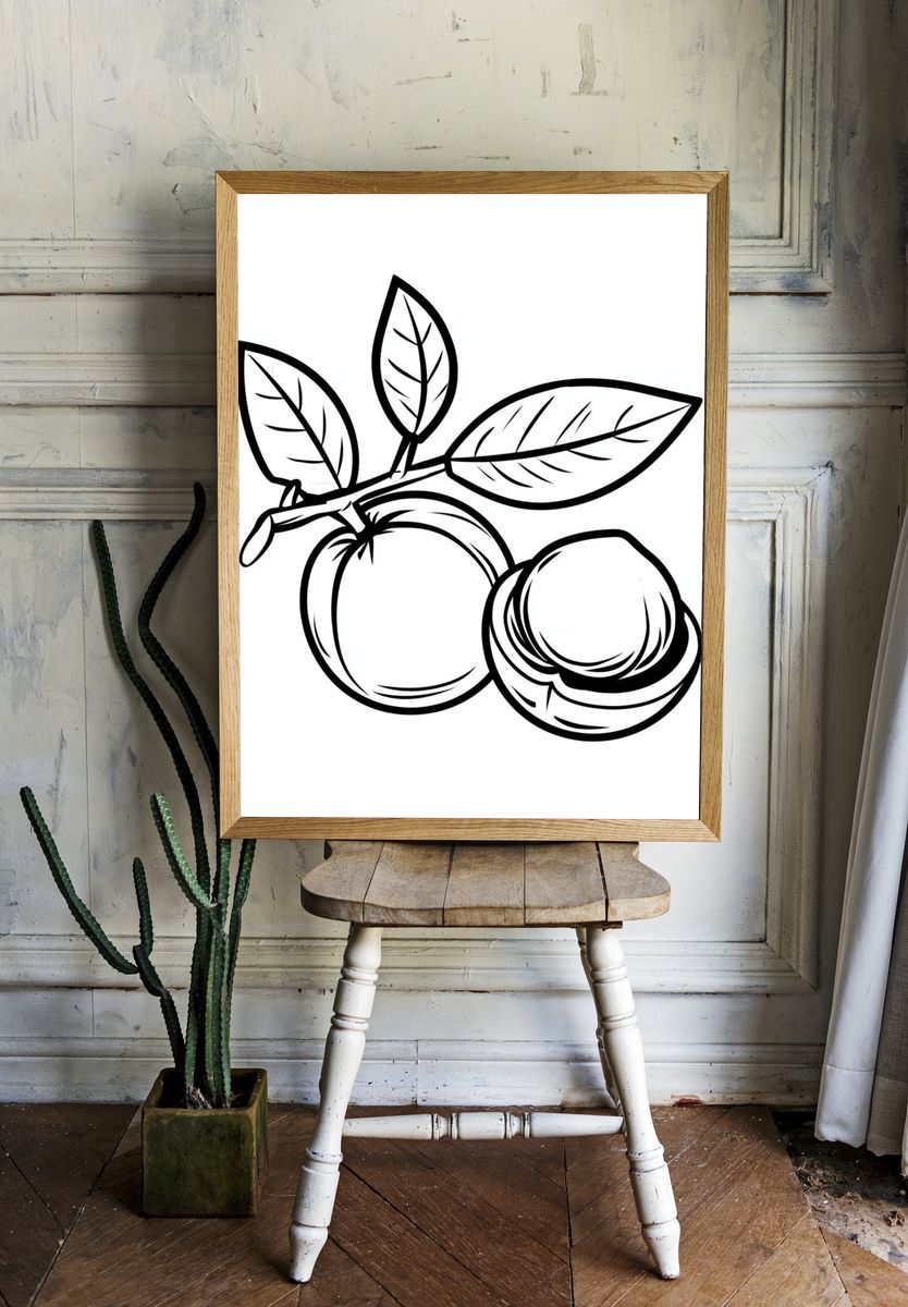 Peach Branch Line Art Poster. room preview