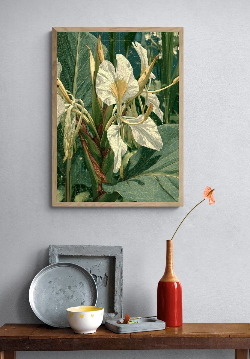 White Iris Botanical Print. — room view 3