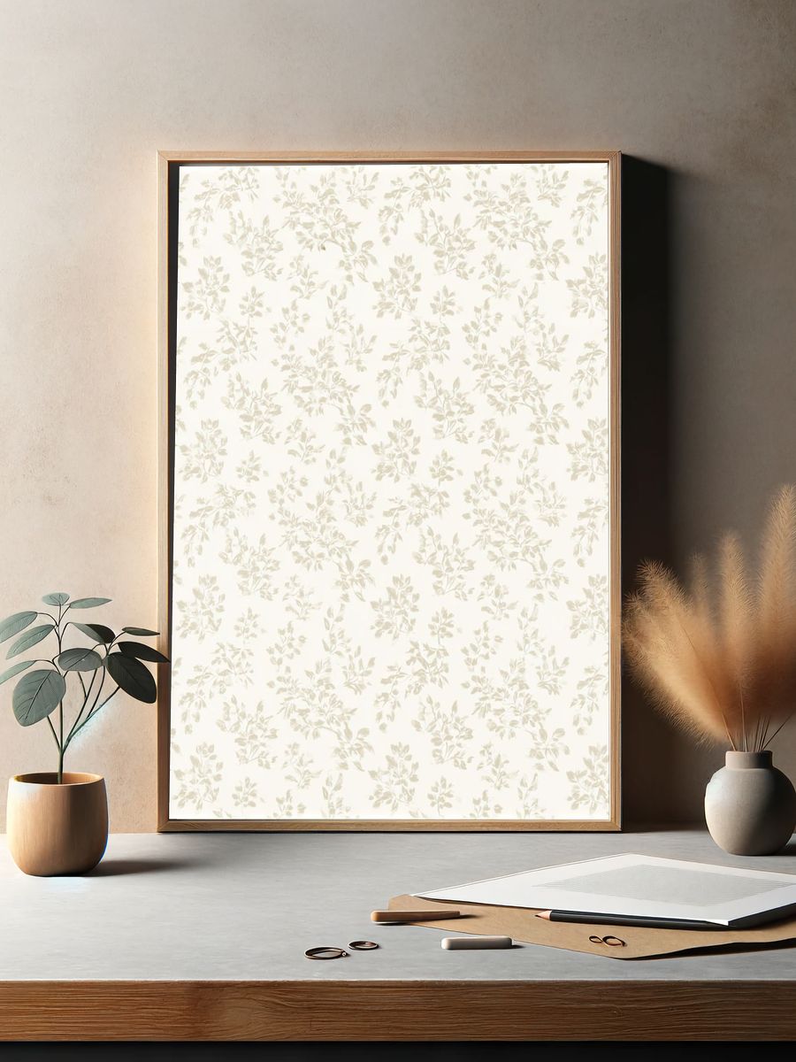 Cream Botanical Pattern Poster. — room view 2