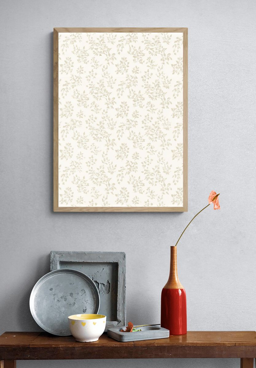 Cream Botanical Pattern Poster. — room view 3