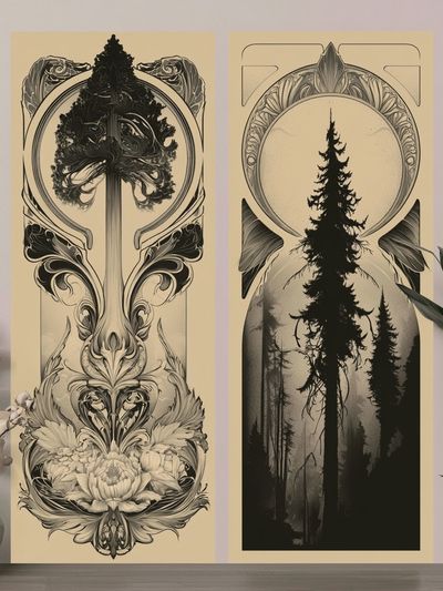 Forest Totem Botanical Print. poster