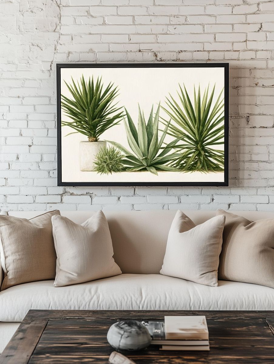 Desert Succulents Botanical Print. room preview