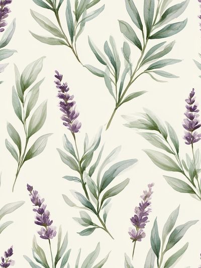 Lavender Eucalyptus Watercolor Print.
