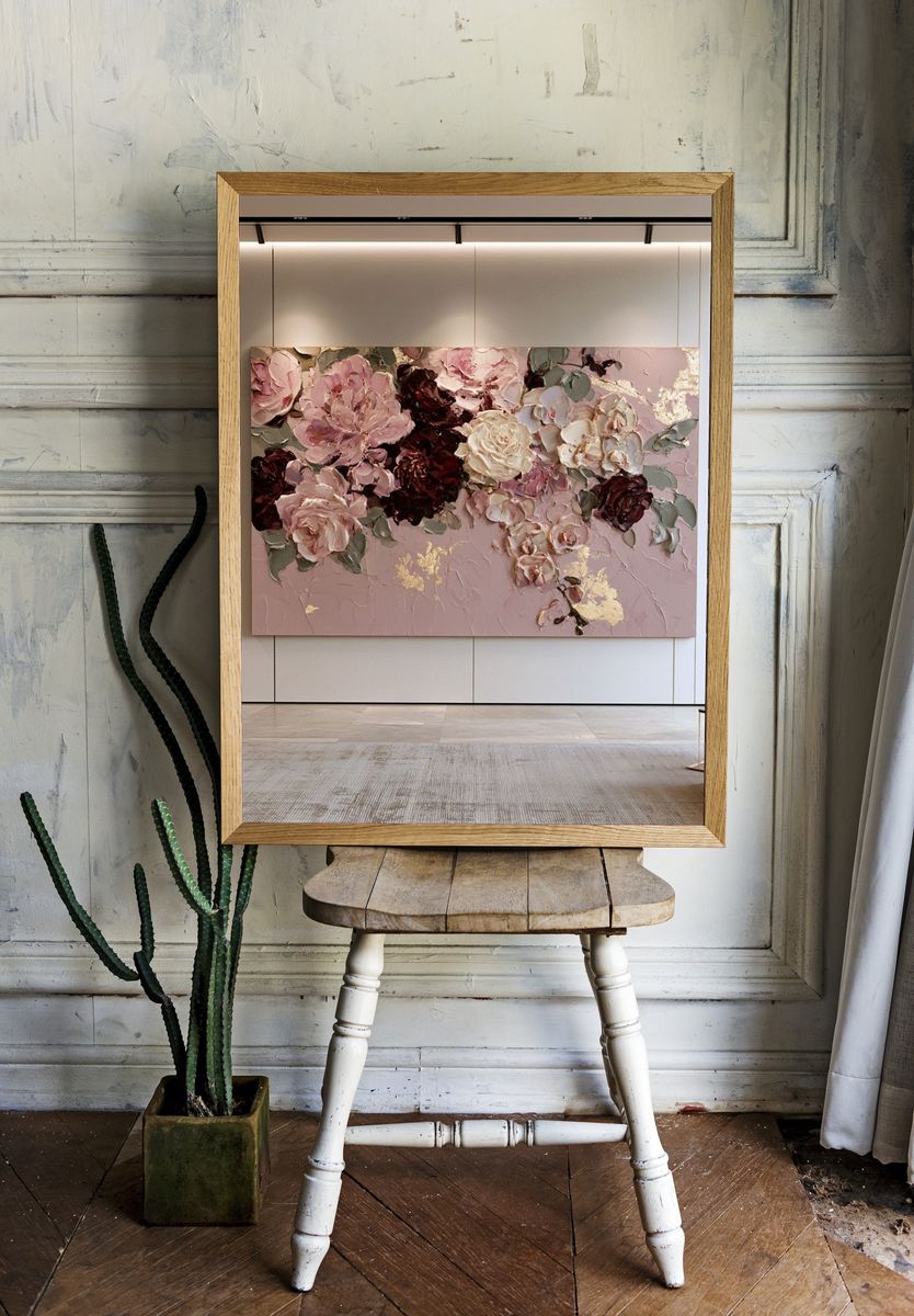 Blush Floral Texture Print. room preview