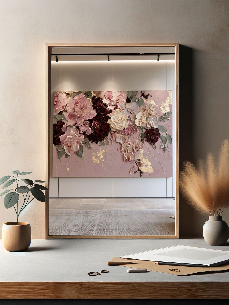 Blush Floral Texture Print. — room view 2