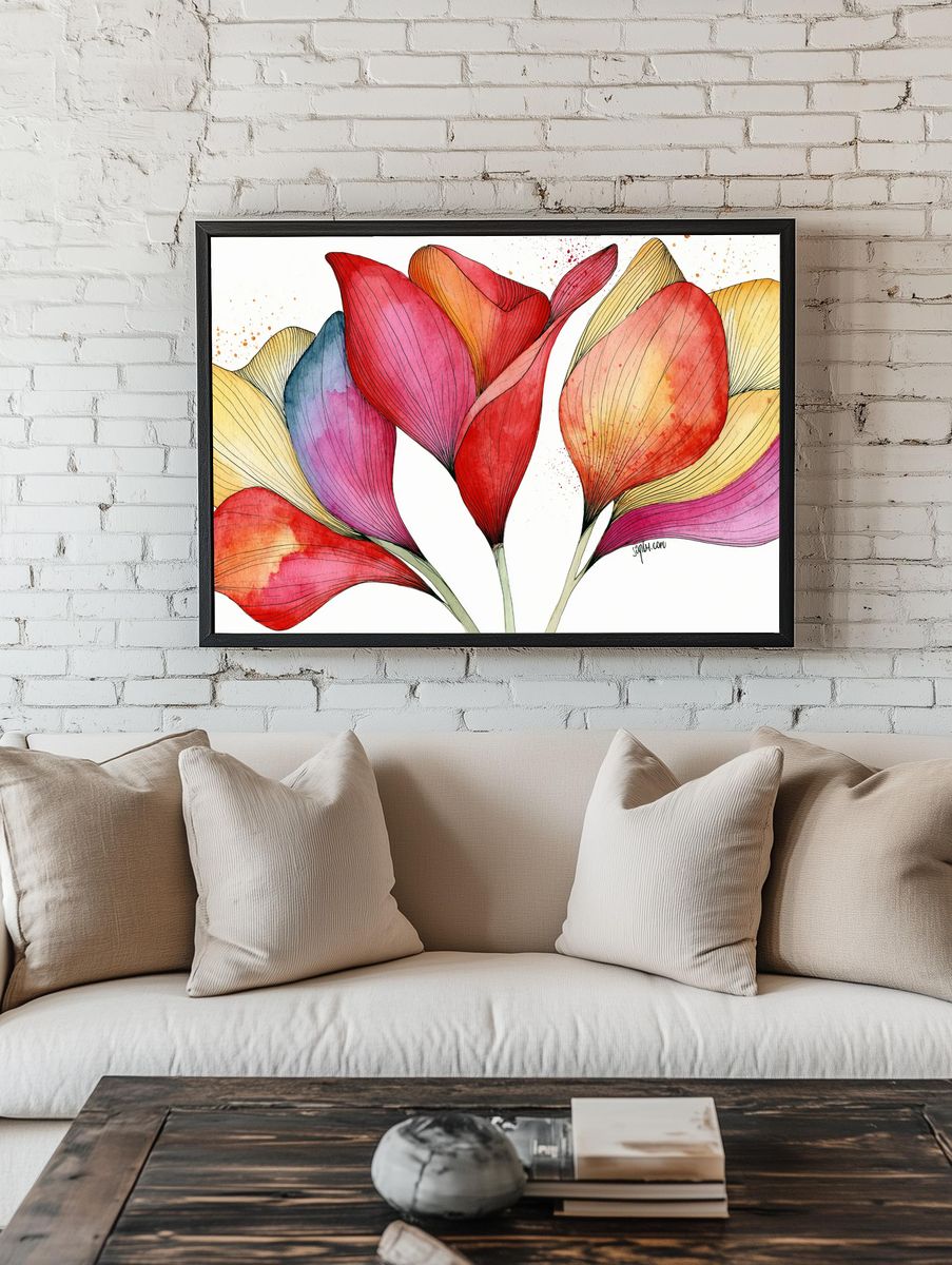 Colorful Petal Bloom Botanical Poster. — room view 1