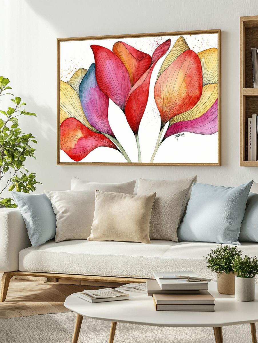 Colorful Petal Bloom Botanical Poster. — room view 2