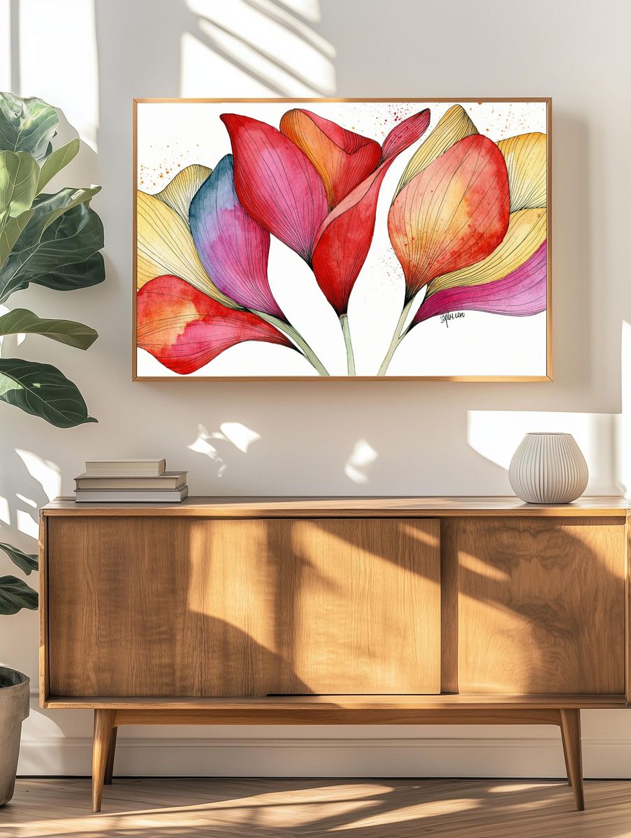 Colorful Petal Bloom Botanical Poster. — room view 3
