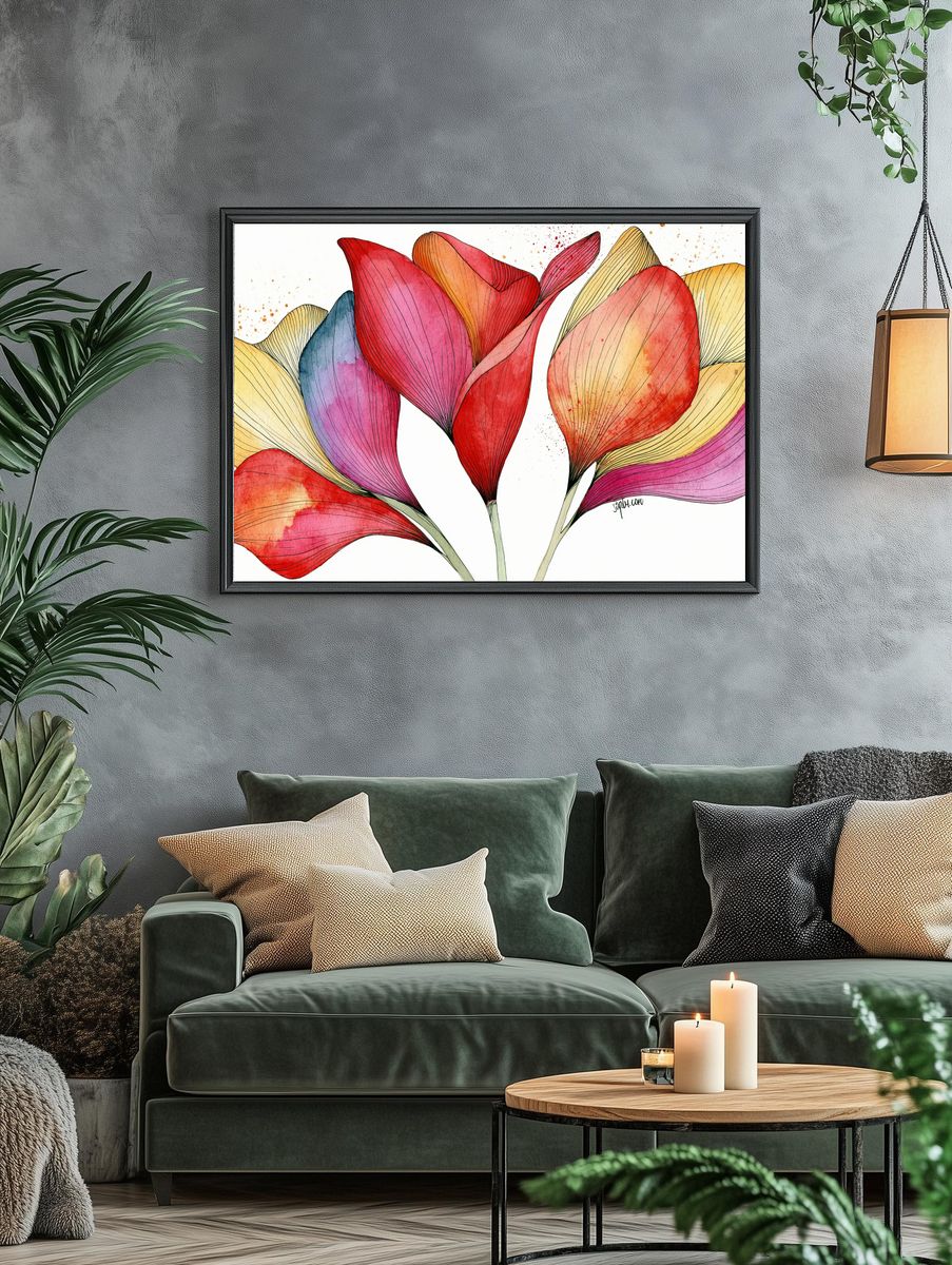 Colorful Petal Bloom Botanical Poster. — room view 4