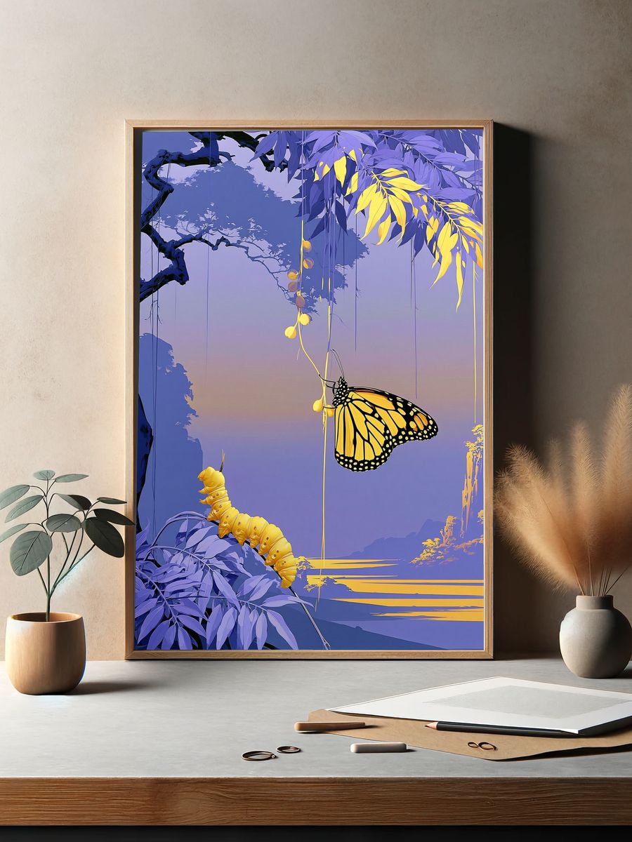 Monarch Butterfly Botanical Print. — room view 2