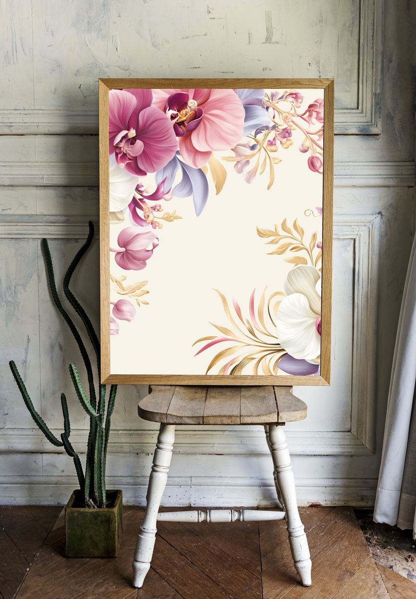 Pastel Orchid Floral Print. — room view 1