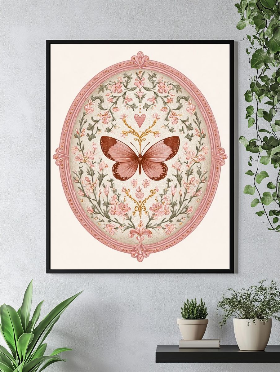Butterfly Floral Oval Print. — room view 4
