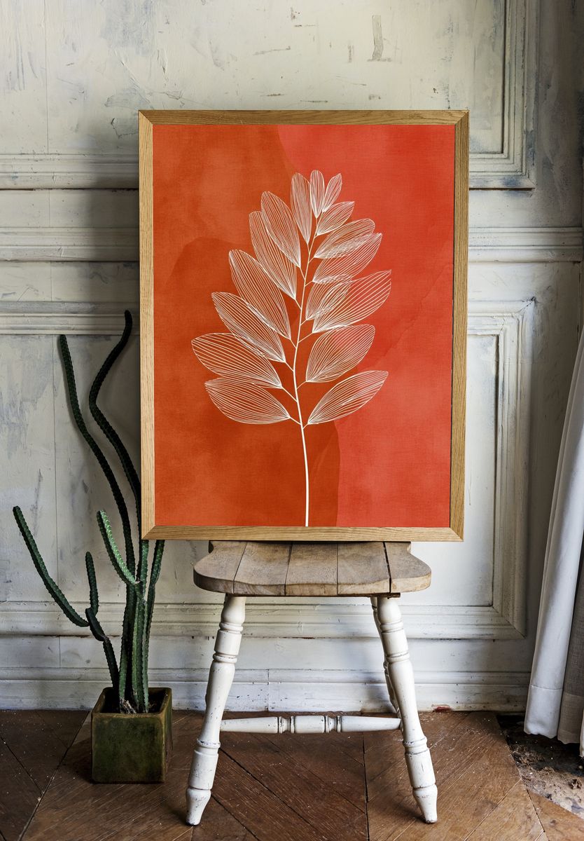 Abstract Leaf Botanical Print. room preview