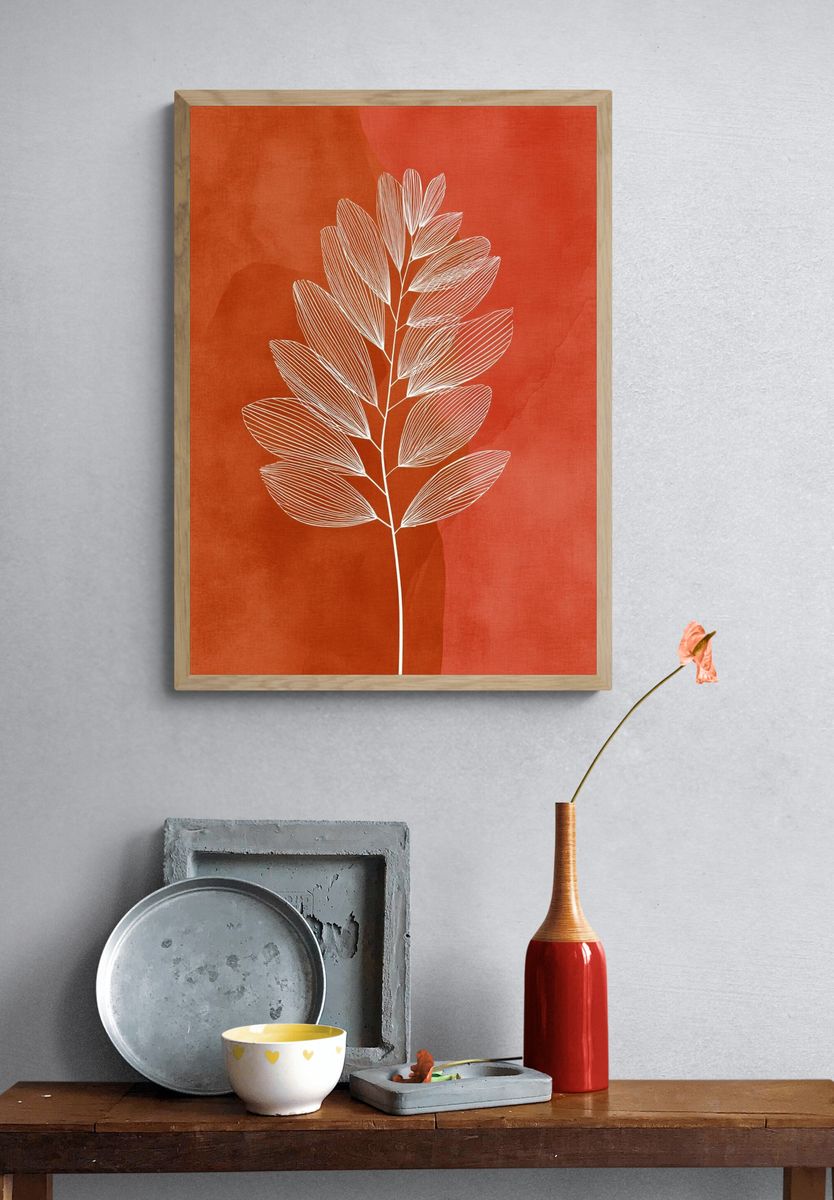 Abstract Leaf Botanical Print. — room view 3