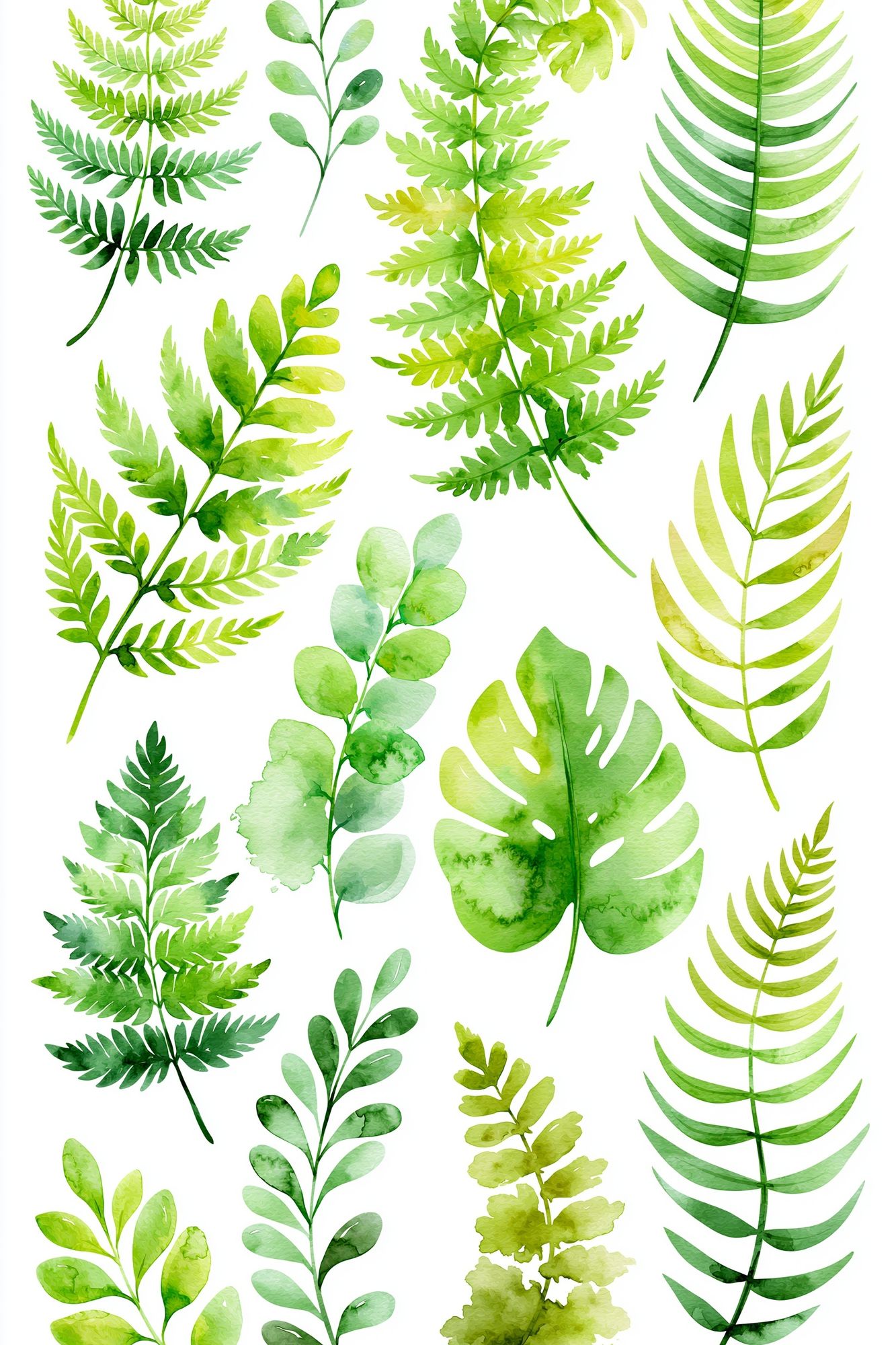 Green Leaf Watercolor Botanical Poster. poster detail