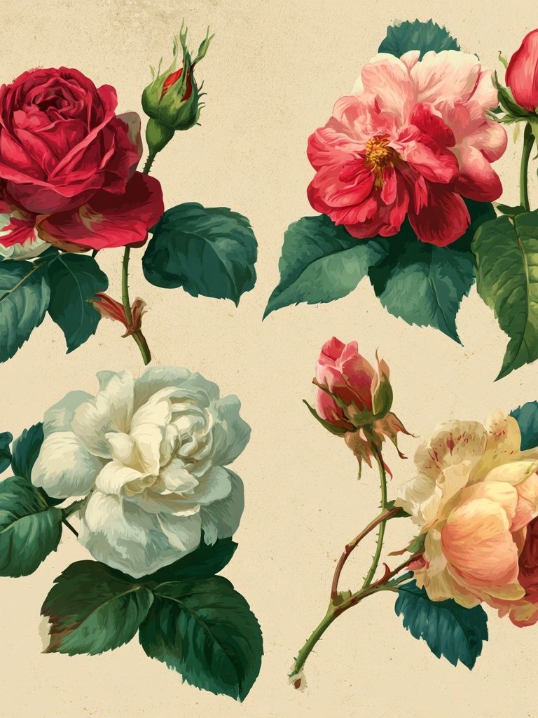 Vintage Roses Botanical Print. poster — botanical art