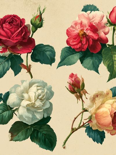 Vintage Roses Botanical Print. poster