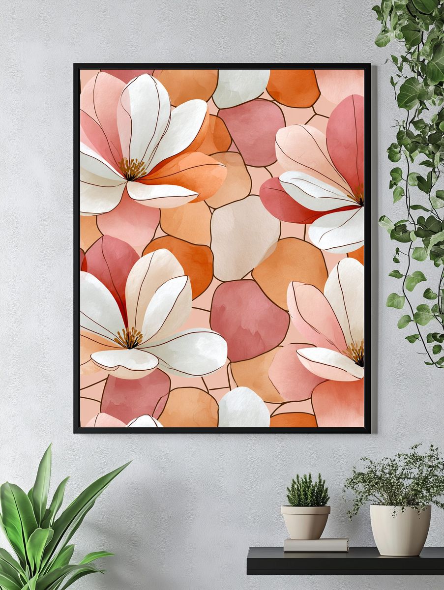 Blush Magnolia Bloom Botanical Print. — room view 4