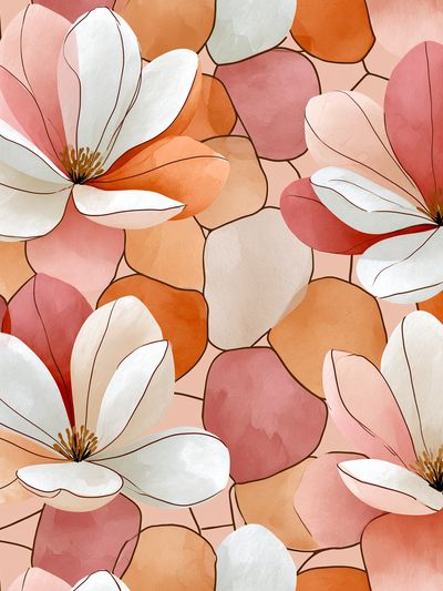 Blush Magnolia Bloom Botanical Print.