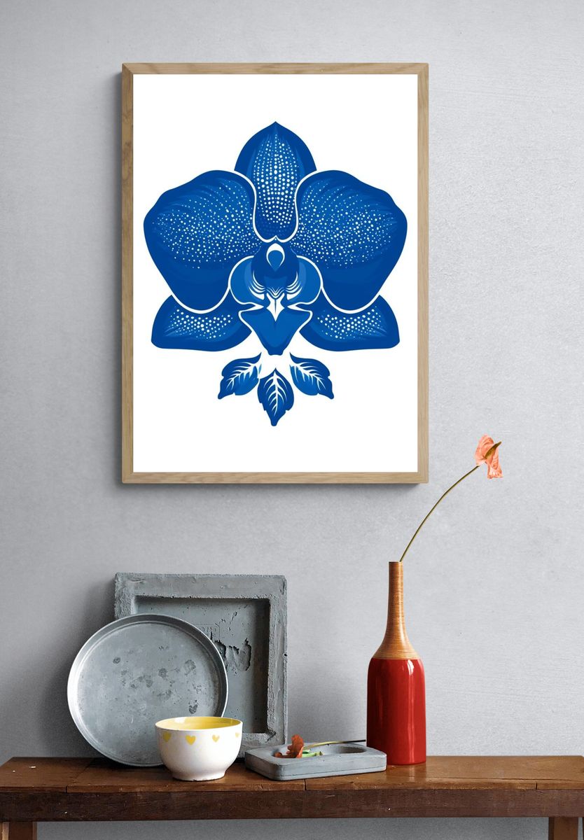 Blue Orchid Botanical Print. — room view 3