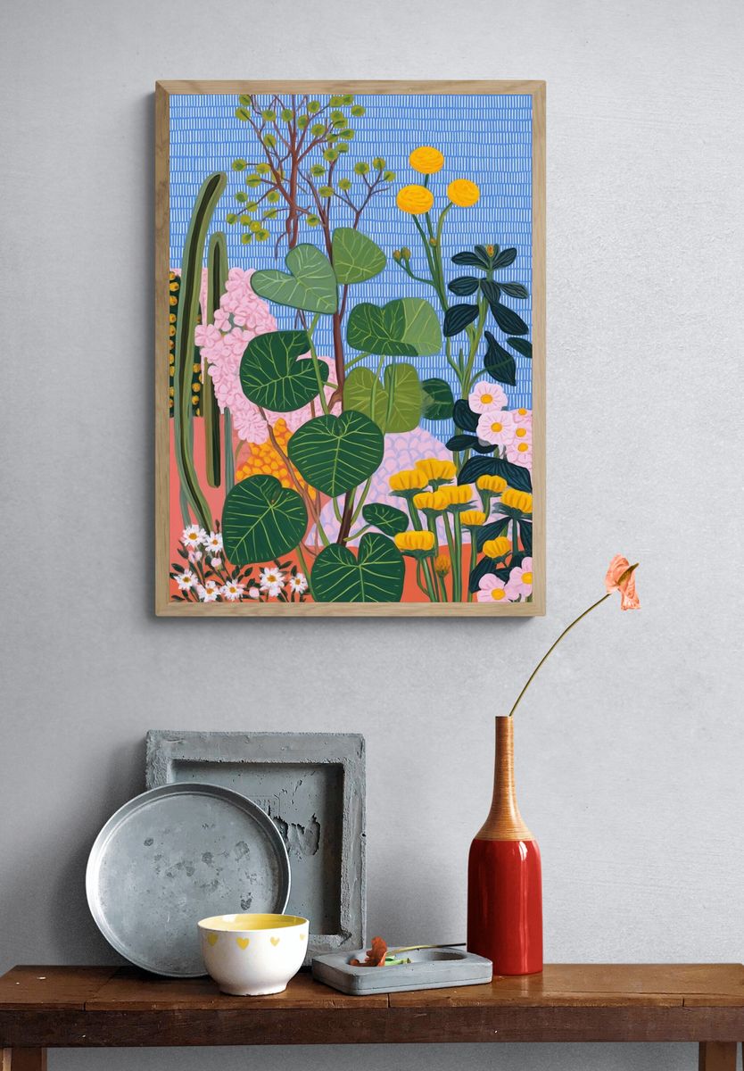 Tropical Garden Illustration Poster. — room view 3