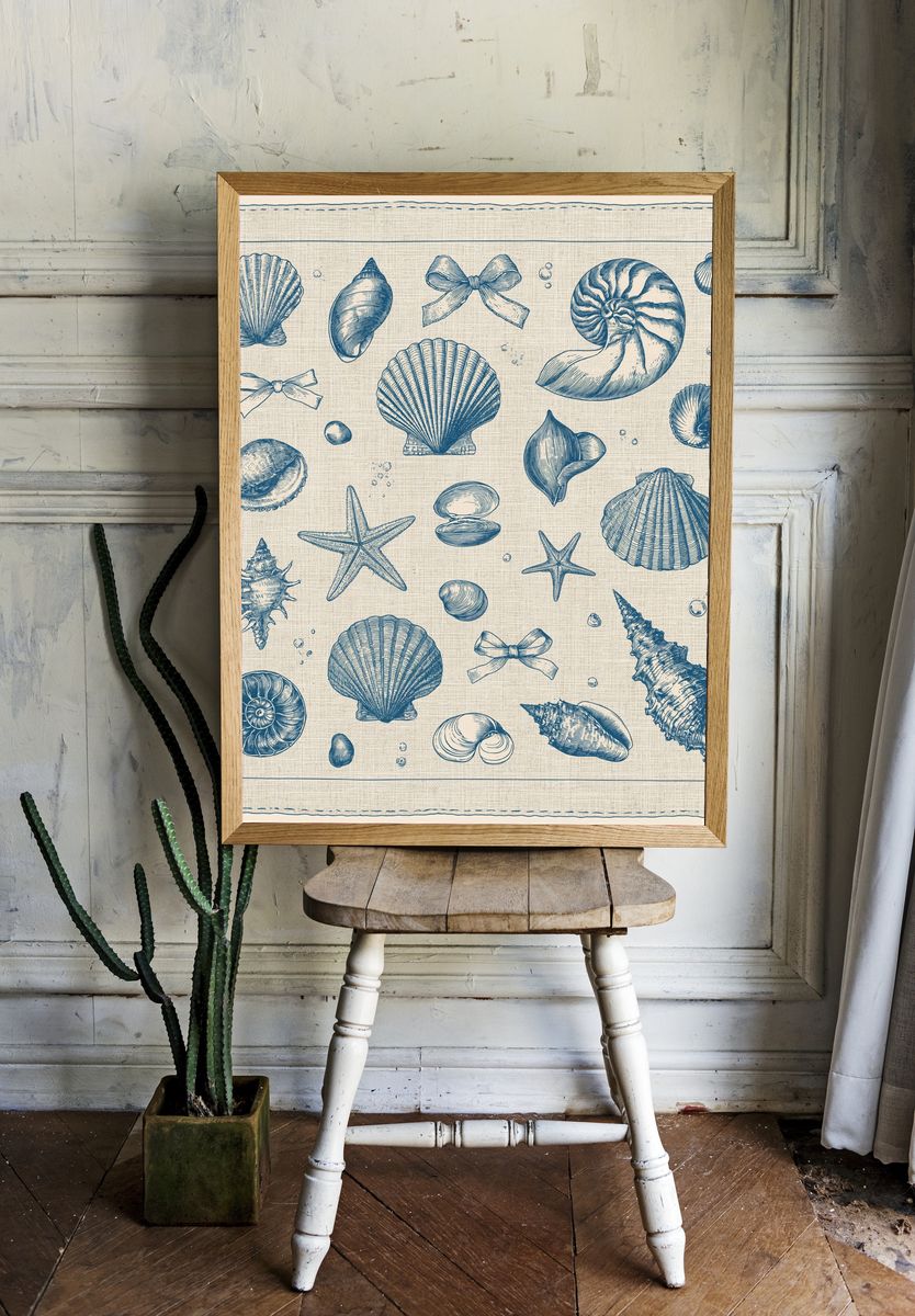 Seashell Collection Vintage Print. — room view 1