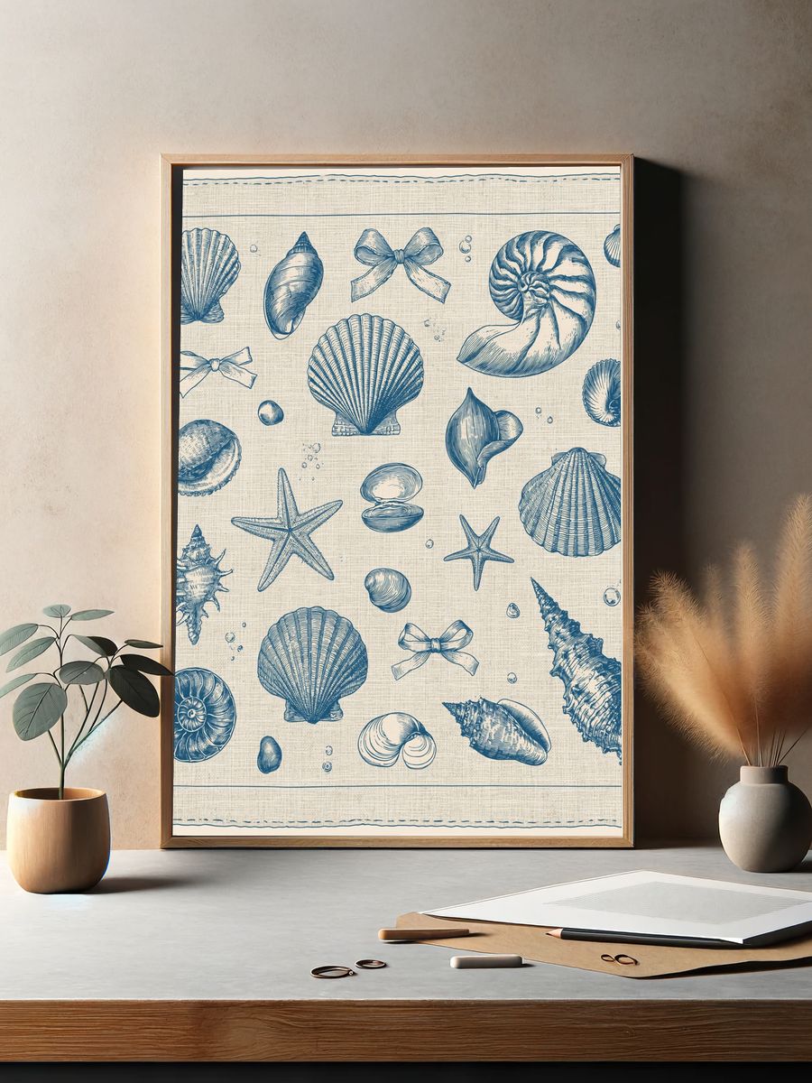 Seashell Collection Vintage Print. — room view 2