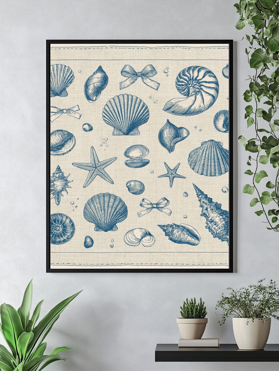 Seashell Collection Vintage Print. — room view 4