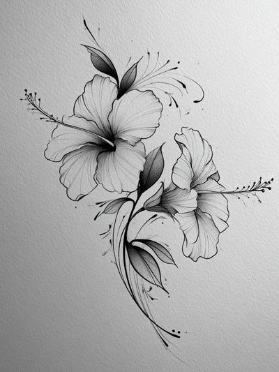 Hibiscus Ink Floral Poster.