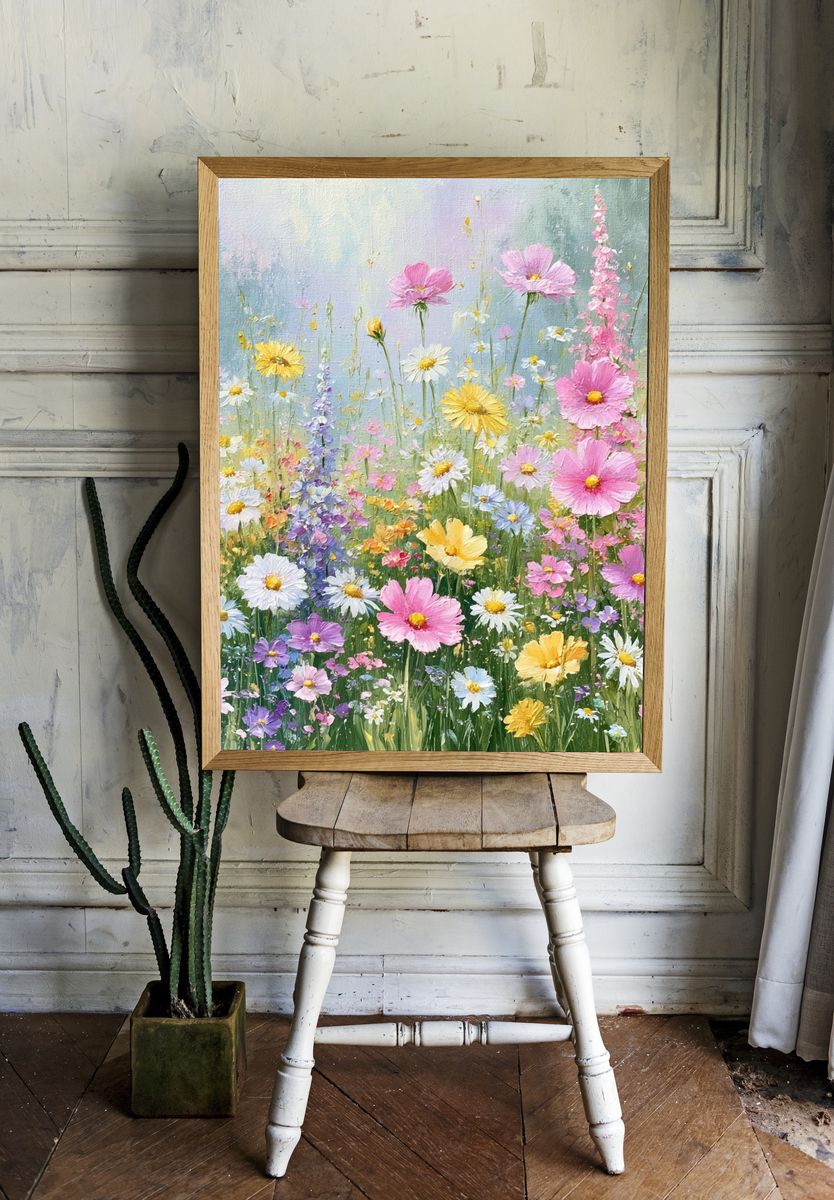 Pastel Wildflower Meadow Print. — room view 1