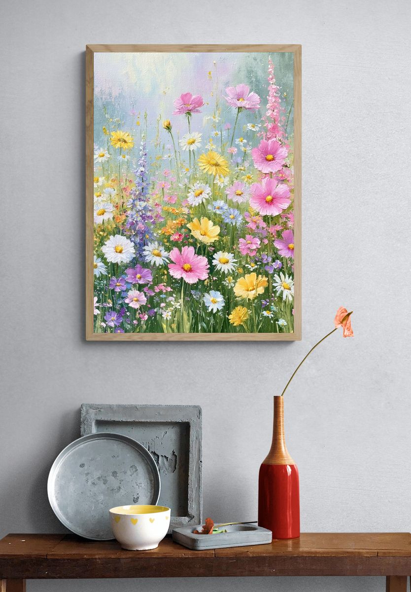 Pastel Wildflower Meadow Print. — room view 3