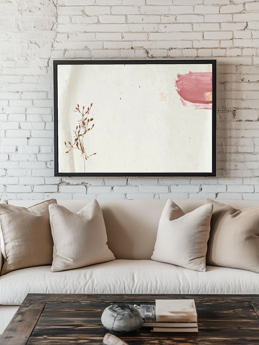 Floral decorated pink bush stroke. room preview