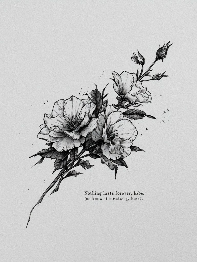 Floral Quote Typography Print. poster — botanical art