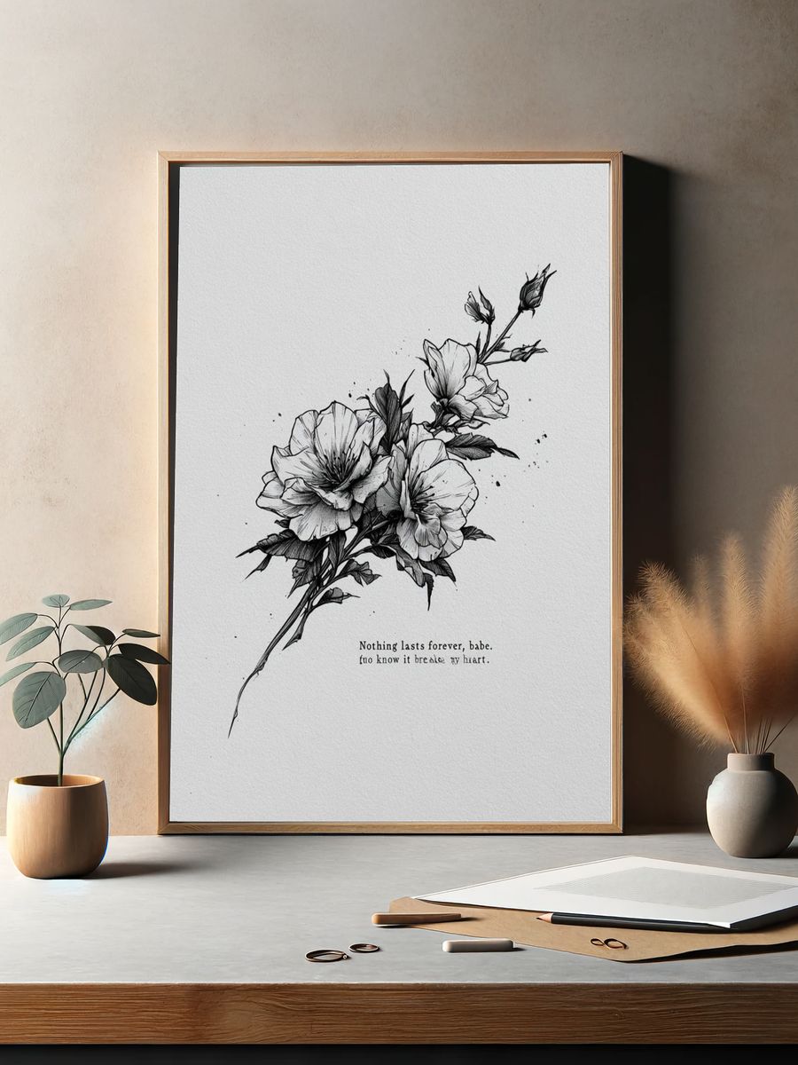 Floral Quote Typography Print. — room view 2